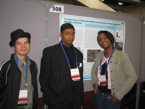 EBAYS students discuss their poster at the American Geophysical Union (AGU), December 2011