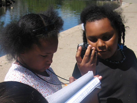 Students from Anna Yates Elementary conducting research, 2007