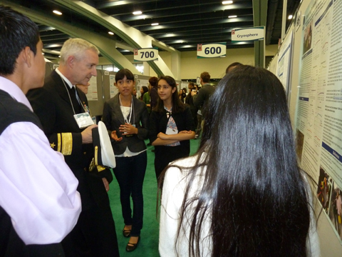EBAYS students explain recent findings as shown on their poster at the American Geophysical Union (AGU) conference, December 2010